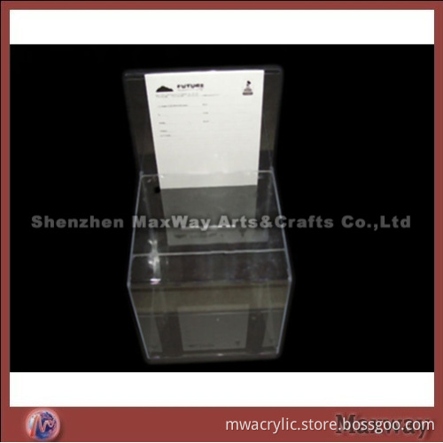 Transparent Cubical Acrylic/Plexiglass Ballot Box with Sign Holder